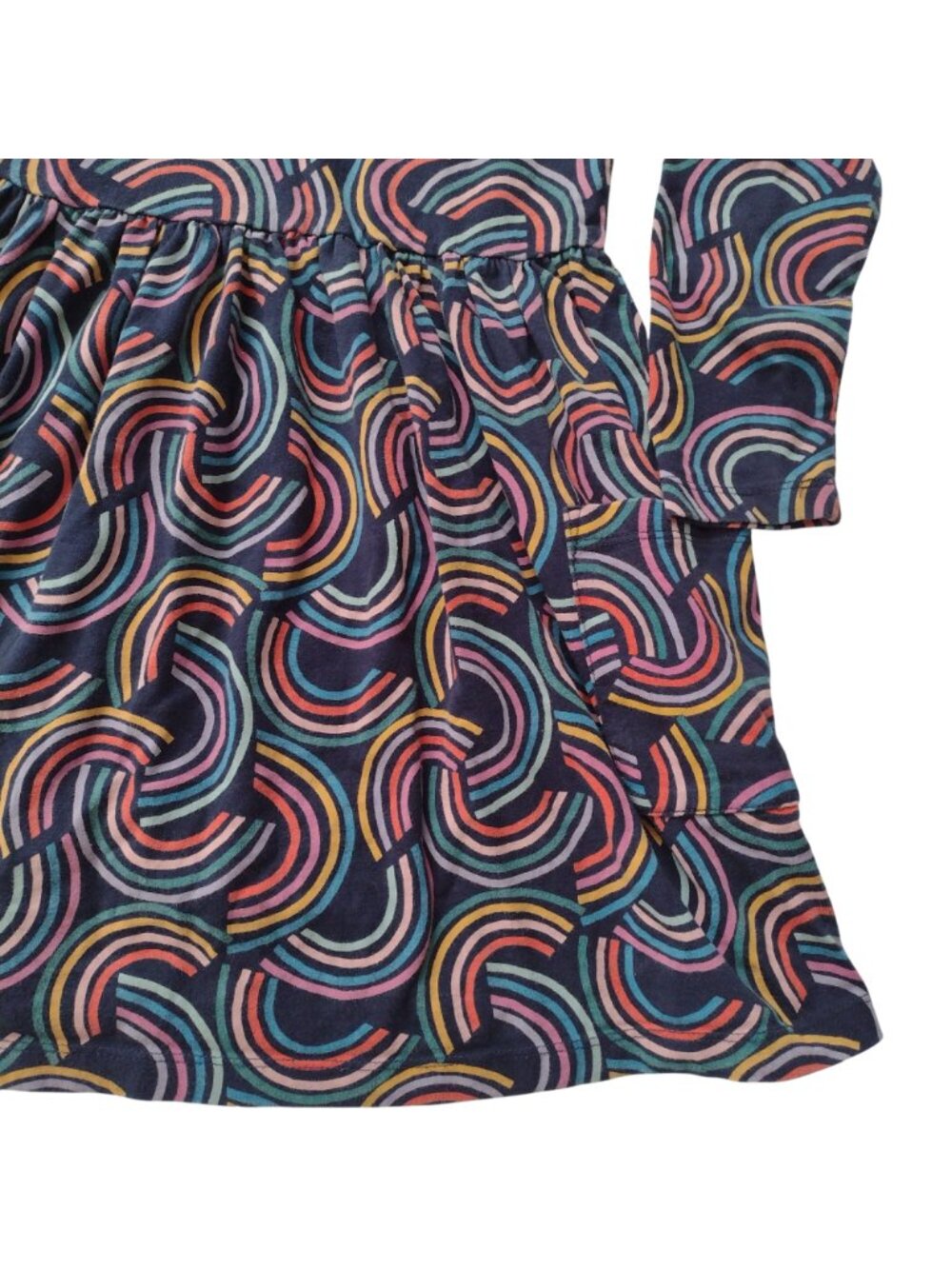 Hanna Andersson Long Sleeve Play Dress 6-7 Tossed Rainbow Print Fun Cotton Knit - Picture 5 of 7